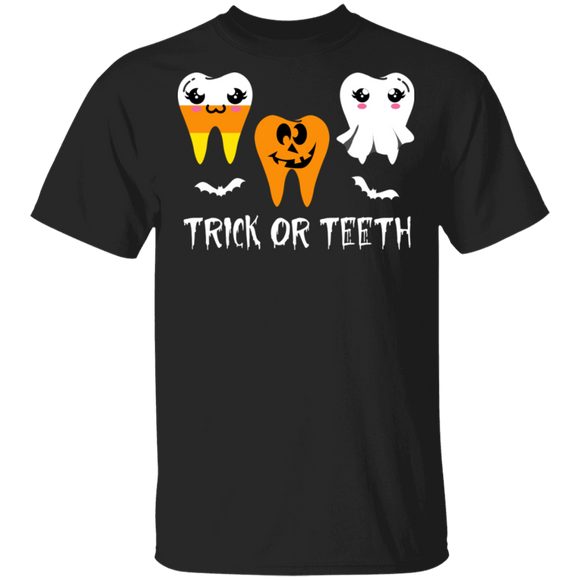 Halloween Dentist Shirt Trick Or Teeth Cute Halloween Dental Hygienist Dentist Gifts T-Shirt - Macnystore