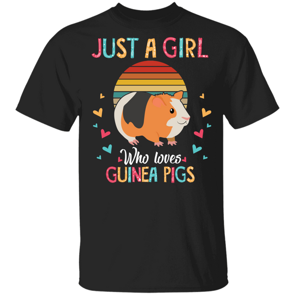 Guinea Pig Lover Shirt Vintage Retro Just A Girl Who Loves Guinea Pig Cool Guinea Pig Lover Gifts T-Shirt - Macnystore