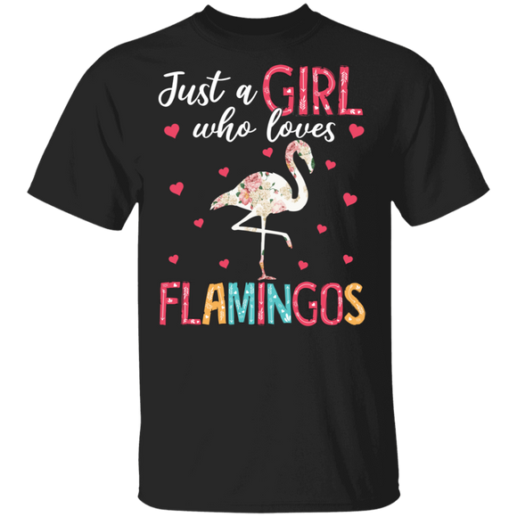 Cute Just A Girl Who Loves Flamingo Flower (1) T-Shirt - Macnystore
