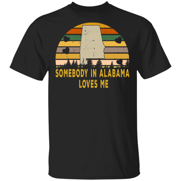 Vintage Retro Somebody in Alabama Loves Me State Home Love T-Shirt - Macnystore