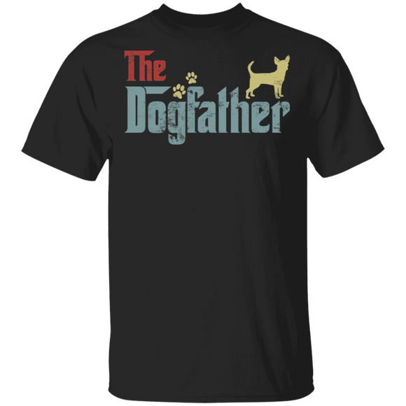 Vintage The Dogfather Cool Chihuahua Shirt Matching Chihuahua Dog Lover Owner Fans Trainer Men Dad Father's Day Gifts T-Shirt - Macnystore