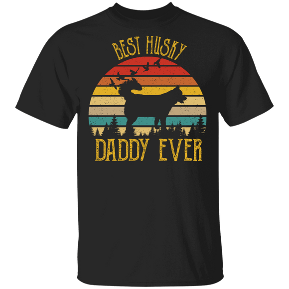 Retro Vintage Best Husky Daddy Ever Dog Lover T-Shirt - Macnystore