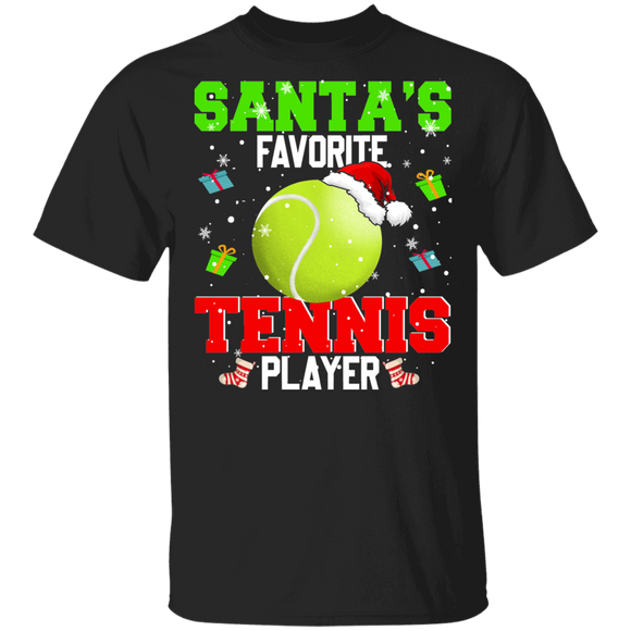 Christmas Santa Shirt Santa's Favorite Tennis Player Funny Christmas Santa Tennis Team Player Lover Gifts T-Shirt - Macnystore