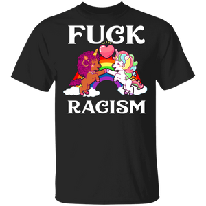 F_ck Racism Cute Magical Black Unicorns Pride Black Afro-American Juneteenth Gifts T-Shirt - Macnystore