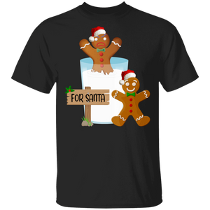 Christmas Gingerbread Shirt For Santa Cool Christmas Santa Gingerbread Man Cookie In Milk Gifts T-Shirt - Macnystore