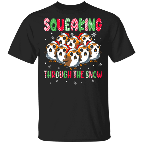 Christmas Porgs Lover Shirt Squeaking Through The Snow Cute Christmas Porgs Lover Gifts Christmas T-Shirt - Macnystore