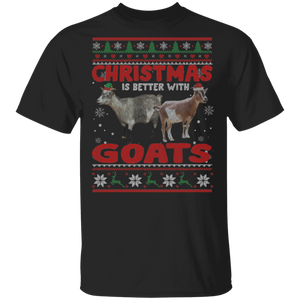 Christmas Goat Sweater Funny Christmas Is Better With Goats Cute Goat Lover Gifts Christmas T-Shirt - Macnystore