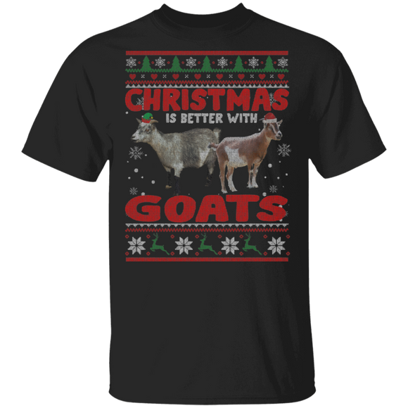 Christmas Goat Sweater Funny Christmas Is Better With Goats Cute Goat Lover Gifts Christmas T-Shirt - Macnystore
