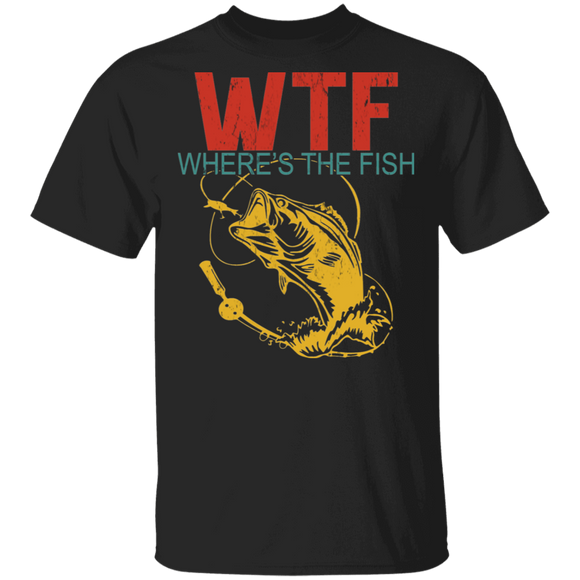 Vintage WTF Where's The Fish Cool Fish Fisher Fishing Lover Hunter Gifts (1) T-Shirt - Macnystore
