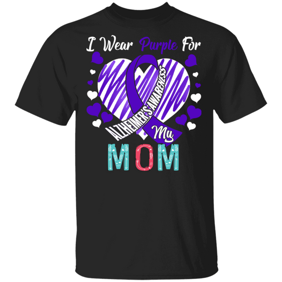 I Wear Purple For My Mom Alzheimers Awareness T-Shirt - Macnystore