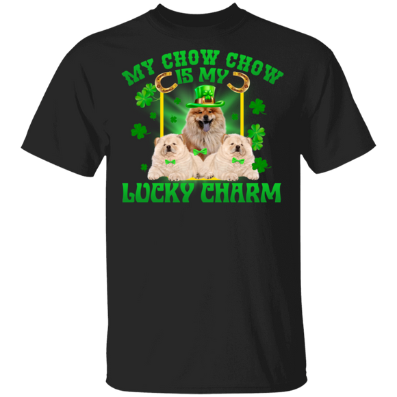 My Chow Chow Is My Lucky Charm Leprechaun Dog Pet Funny St Patrick's Day Mens Womens St Patty's Day Irish Gifts T-Shirt - Macnystore