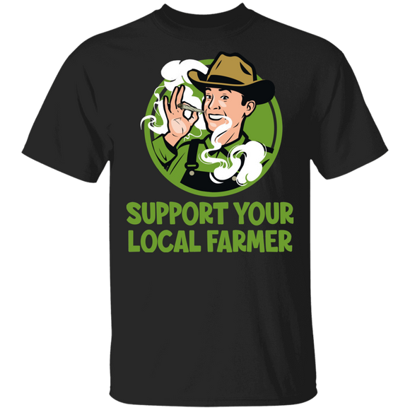 Farmer Weed Lover Shirt Support Your Local Farmer Funny Stoned Farmer Smoking Weed Lover Gifts T-Shirt - Macnystore
