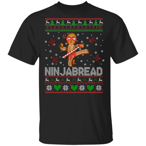 Christmas Gingerbread Shirt Ninjabread Cool Ugly Christmas Sweater Gingerbread Man Ninja Lover Gifts Christmas T-Shirt - Macnystore