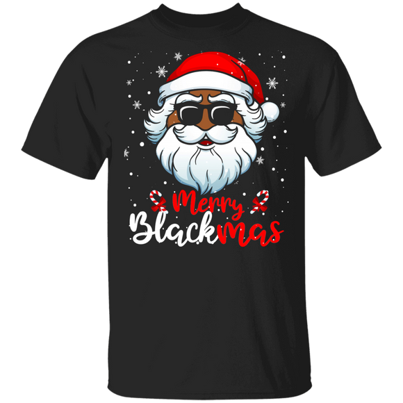 Christmas Santa Shirt Merry Blackmas Cool Christmas Santa With Sunglasses Black African American Pride Gifts T-Shirt - Macnystore