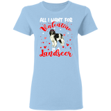 All I Want For Valentine Is A Landseer Dog Pet Lover Matching Shirts For Couples Boys Girl Women Personalized Valentine Ladies T-Shirt - Macnystore