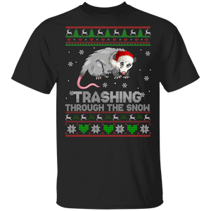 Christmas Opossum Shirt Trashing Through The Snow Ugly Funny Christmas Santa Opossum Lover Gifts T-Shirt - Macnystore