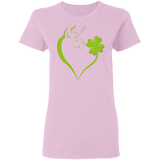 Dabbing Shamrock Unicorn Heart St Patrick's Day Irish Gifts Ladies T-Shirt - Macnystore