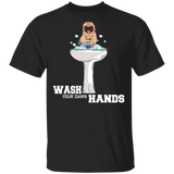 Wash Your Damn Hands Funny Pug And Hand Sink Shirt Matching Pug Dog Lover Owner Gifts T-Shirt - Macnystore