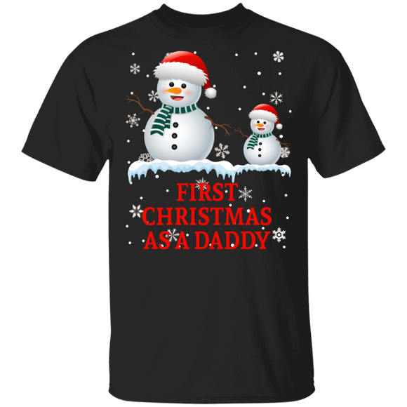 Christmas Snowman Shirt First Christmas As A Daddy Cute Christmas Santa Snowman Dad Family Gifts T-Shirt - Macnystore