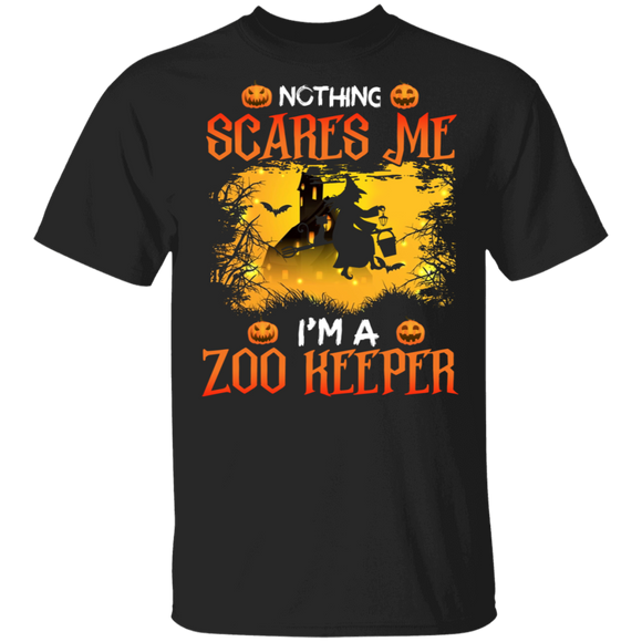 Halloween Witch Shirt Nothing Scares Me I'm A Zoo Keeper Cool Halloween Witch Lover Shirt Halloween T-Shirt - Macnystore