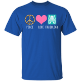 Peace Love Radiology Cute Peace Sign Heart X-ray Shirt Matching X-ray Doctor Radiology Gifts T-Shirt - Macnystore
