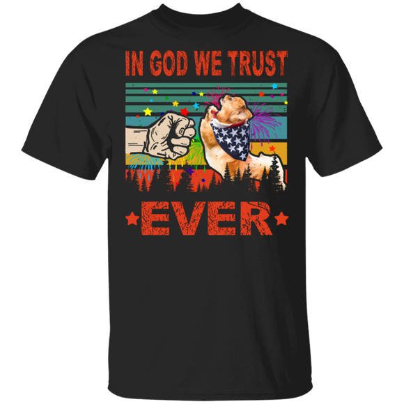 In God We Trust Ever Cute Pekingese Wearing American Flag 4th Of July Gifts T-Shirt - Macnystore