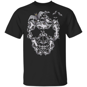 Halloween Skull Shirt Bat Skull Face Horror Halloween Skull Bats Lover Gifts Halloween T-Shirt - Macnystore