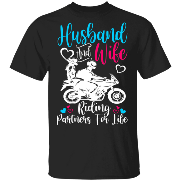Husband And Wife Riding Partners For Life Riding Lover Cool Couple Family Gifts.png T-Shirt - Macnystore