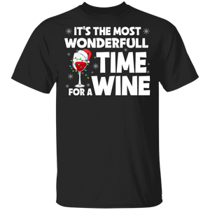 Christmas Wine Lover Shirt It's The Most Wonderful Time For A Wine Funny Christmas Wine Drinking Lover Gifts Christmas T-Shirt - Macnystore