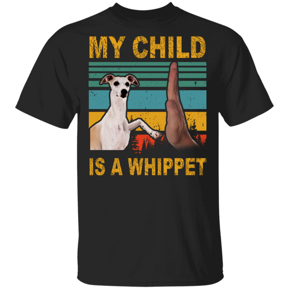 Vintage Retro My Child Is A Whippet Cute Whippet High Five Father's Day Shirt T-Shirt - Macnystore
