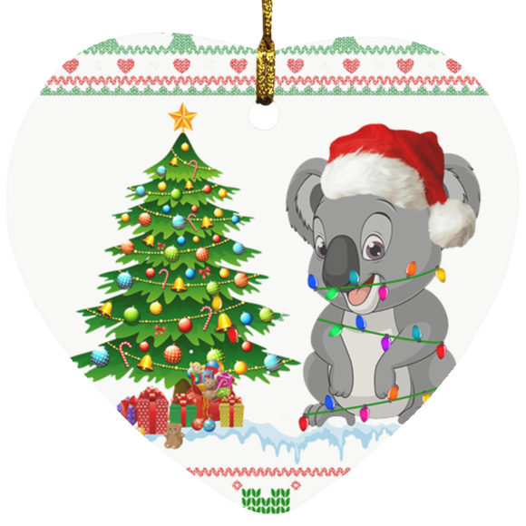 Christmas Ornament Christmas Koala Santa Koala Bear SUBORNH Heart Ornament - Macnystore