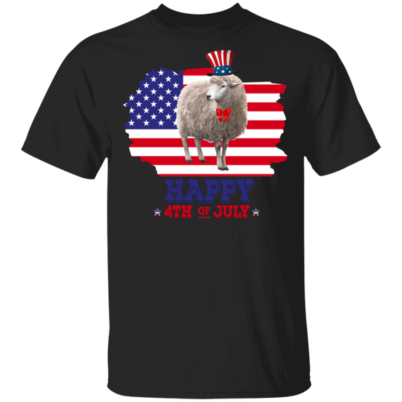 Happy 4th Of July Cute American Flag Sheep Shirt Matching Sheep Lover Fans United States Independence Day Gifts T-Shirt - Macnystore