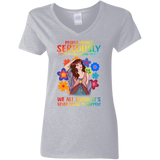People Should Seriously Stop Expecting Normal From Me Hippie Girrl Ladies V-Neck T-Shirt - Macnystore