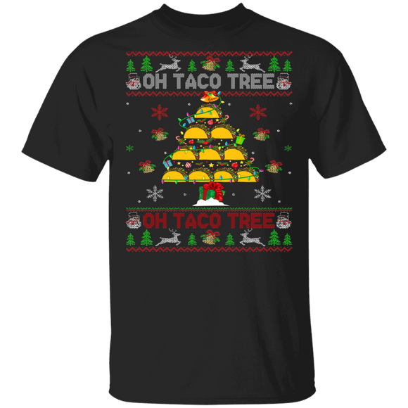 Christmas Taco Lover Funny Taco Oh Taco Tree Xmas Tree Mexican Food Taco Sweater T-Shirt - Macnystore