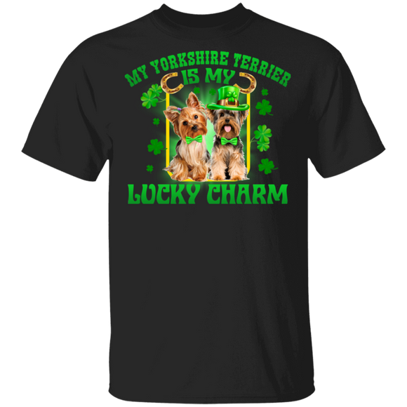 My Yorkshire Terrier Is My Lucky Charm Leprechaun Dog Pet Funny St Patrick's Day Mens Womens St Patty's Day Irish Gifts T-Shirt - Macnystore