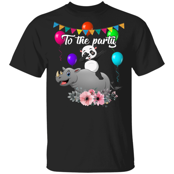 Funny To The Party Cute Dabbing Panda Riding Rhino Gifts T-Shirt - Macnystore
