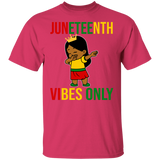 Juneteenth Black Shirt Juneteenth Vibes Only Cool Dabbing African Girls Kids Melanin Proud Youth T-Shirt - Macnystore