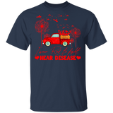 I Wear Red To Fight Heart Disease Red Truck Dandelion Red Ribbon Cute Heart Disease Awareness Month Heart Disease Patient Kids Men Women Gifts T-Shirt - Macnystore