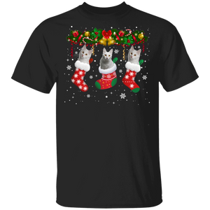 Christmas Cat Shirt Cat In Christmas Socks Cute X-mas Turkish Angora Cat Lover Gifts Christmas T-Shirt - Macnystore