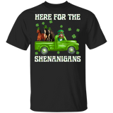 Here For The Shenanigans Leprechaun Horse St Patrick's Day T-Shirt - Macnystore