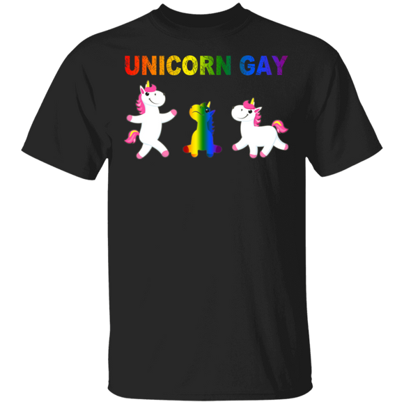 Unicorn Gay Funny Three Unicorns LGBT Flag Shirt Matching Magical Unicorn Lover Fans Proud LGBT Gay Gifts T-Shirt - Macnystore