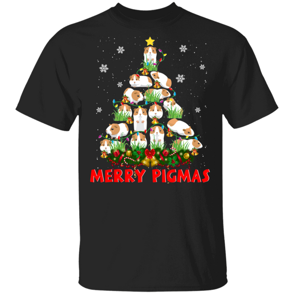Christmas Tree Shirt Merry Pigmas Funny Pig Guinea Christmas Tree Cute X-mas Tree Pig Guinea Lover Gifts Christmas T-Shirt - Macnystore