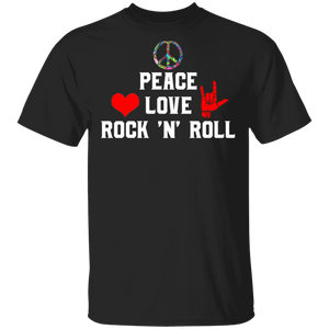 Peace Love Rock 'N' Roll Cool Rocker Rock Lover Gifts T-Shirt - Macnystore