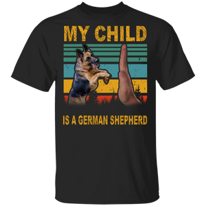 Vintage Retro My Child Is A German Shepherd High Five Father's Day Shirt T-Shirt - Macnystore