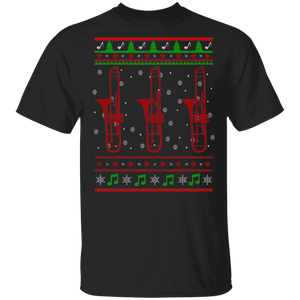 Christmas Trombone Lover Funny Trombone Christmas Sweater Music Lover X-mas Musical Instrument Gifts T-Shirt - Macnystore