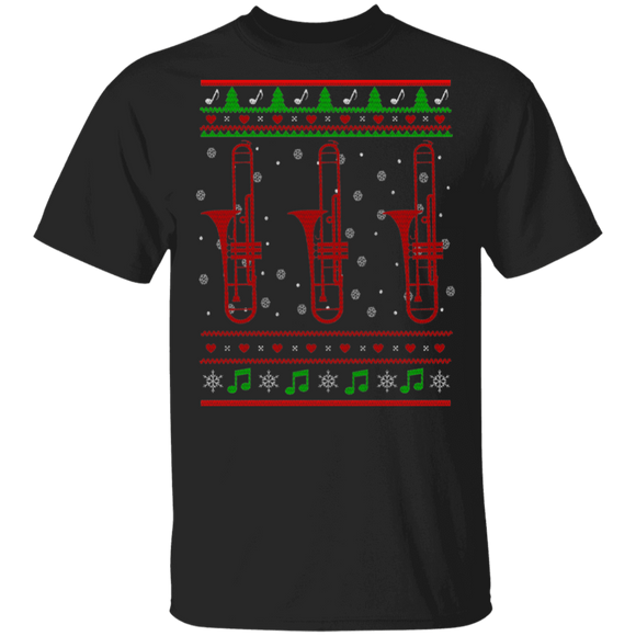 Christmas Trombone Lover Funny Trombone Christmas Sweater Music Lover X-mas Musical Instrument Gifts T-Shirt - Macnystore