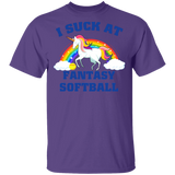 I Suck At Fantasy Softball Funny Magical Unicorn T-Shirt - Macnystore
