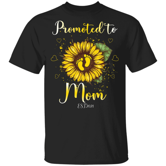 Promoted To Mom Sunflower Pregnancy Announcement T-Shirt - Macnystore