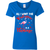 All I Want For Valentine Is A Flamingo Ladies V-Neck T-Shirt - Macnystore