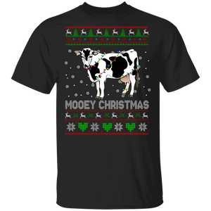 Christmas Cow Heifer Lover Shirt Mooey Christmas Cool Ugly Christmas Sweater Light Cow Heifer Lover Gifts Christmas T-Shirt - Macnystore